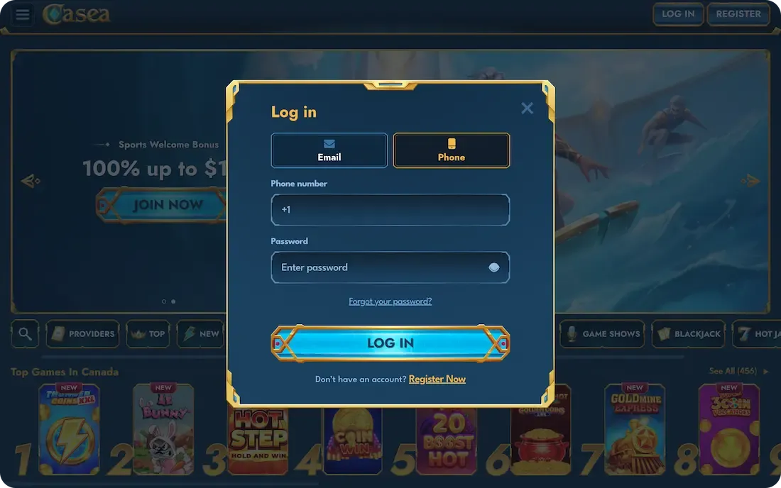casea casino login phone