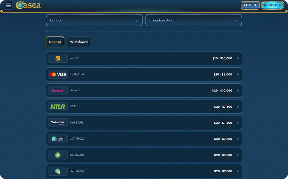 casea casino payments