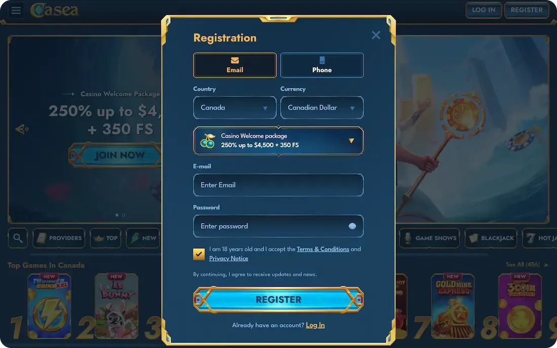 casea casino registration